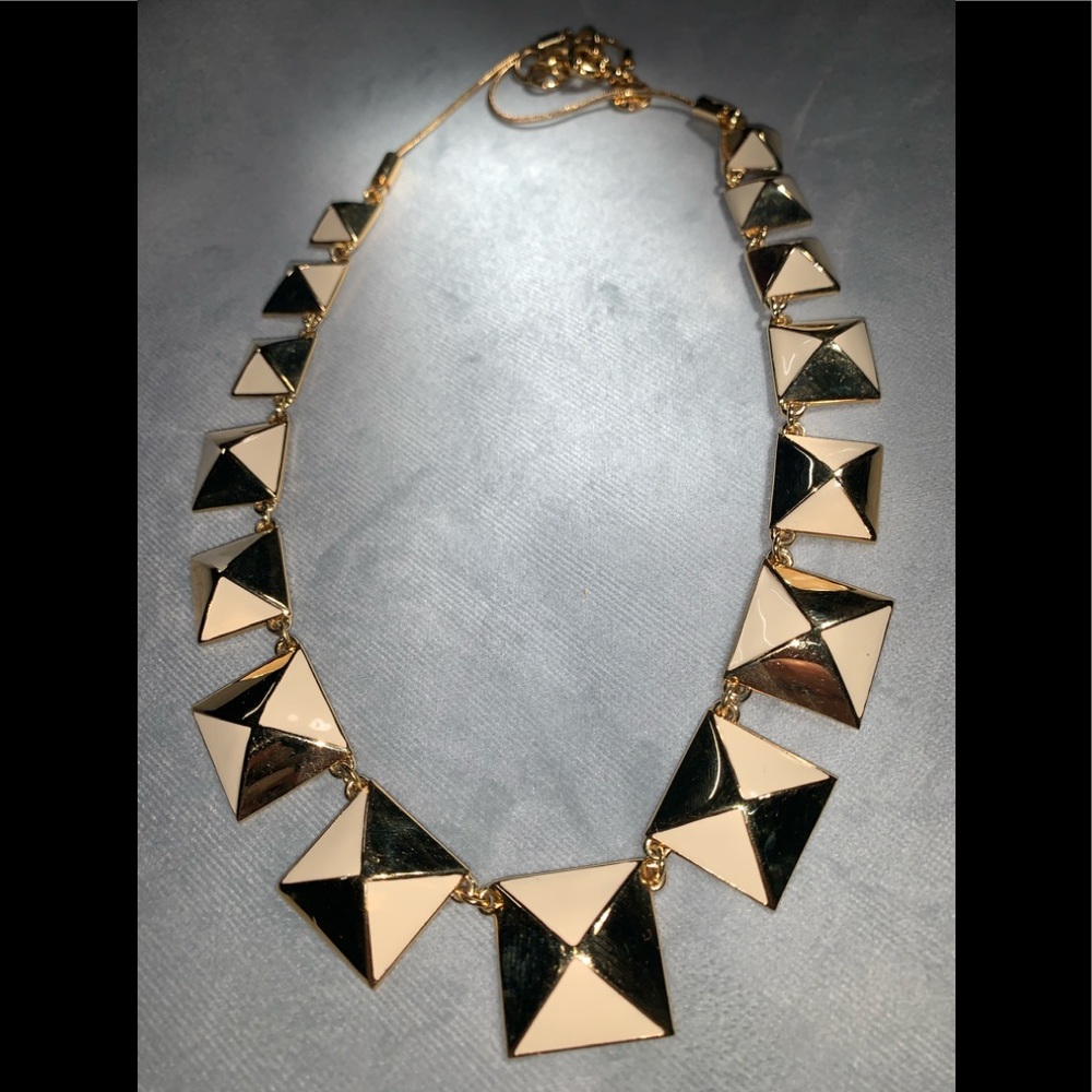 Marc Jacobs Gold Cream Square Pyramid Necklace